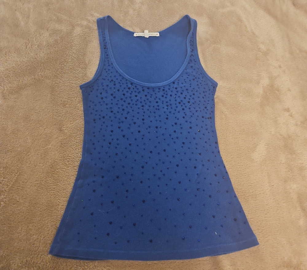 Almost Famous Blue Embellished Tank Top